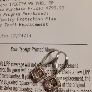 Zales 1/2 carat dangle earrings 10k white gold